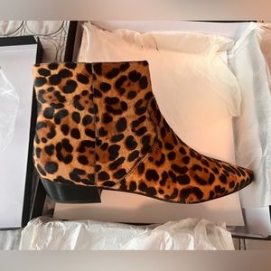 J. Crew NIB haircalf leopard ankle boot sz 10 brown black cheetah bootie